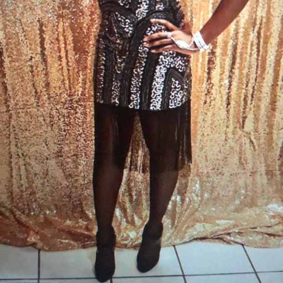 Vintage Fringe Prom Gatsby Flapper Dress - Picture 8 of 8